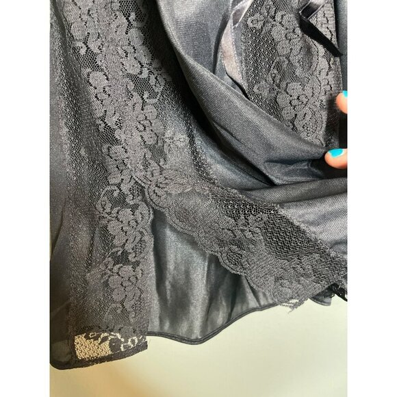 VTG Deadstock Younkers Made in California Black Lace Trim Satin Cami Lingerie - Picture 8 of 9